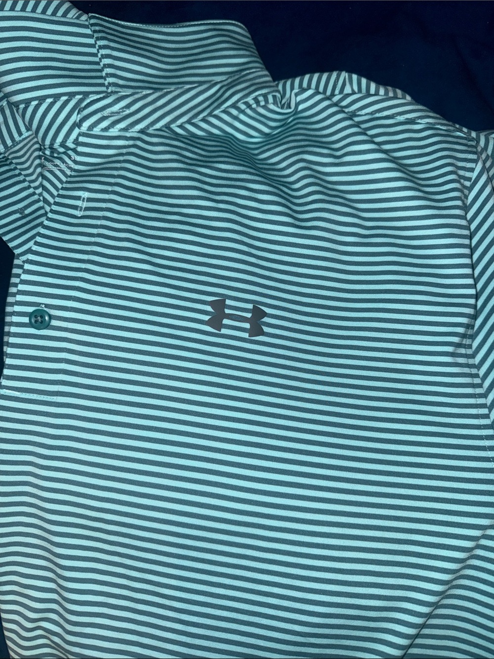 Under Armour Mint and White Striped Polo Shirt 3XL